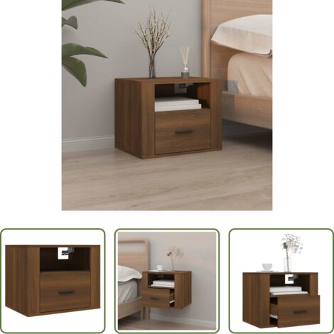 vidaXL Comodino in legno -  Comodino a Muro Rovere Marrone 50x36x40 cm