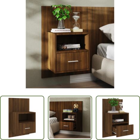 vidaXL Comodino in legno -  Comodino a Muro Rovere Marrone