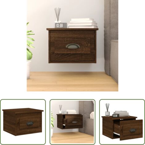 vidaXL Comodino in legno -  Comodino a Parete Rovere Marrone 41,5x36x28 cm