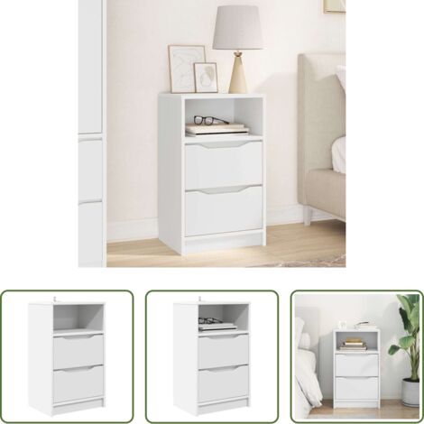 vidaXL Comodino in legno -  Comodino con cassetto Bianco 40 x 30 x 467 cm Legno multistrato
