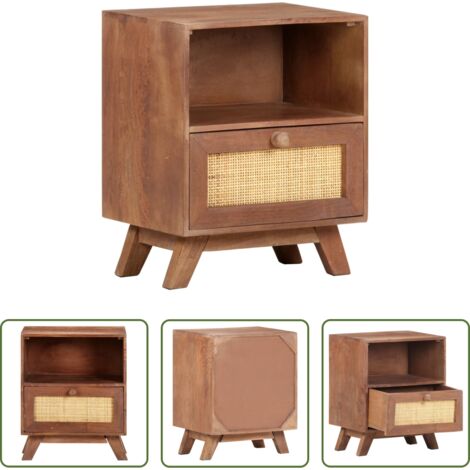vidaXL Comodino in legno massello -  Comodino 40x30x50 cm in Legno Massello di Mango