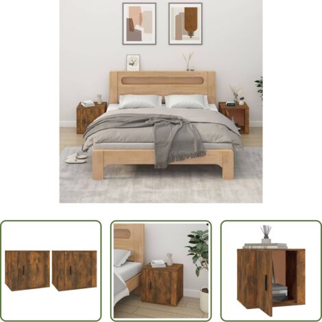 vidaXL Comodino in legno multistrato -  Comodini 2pz Rovere Fumo 50x39x47 cm