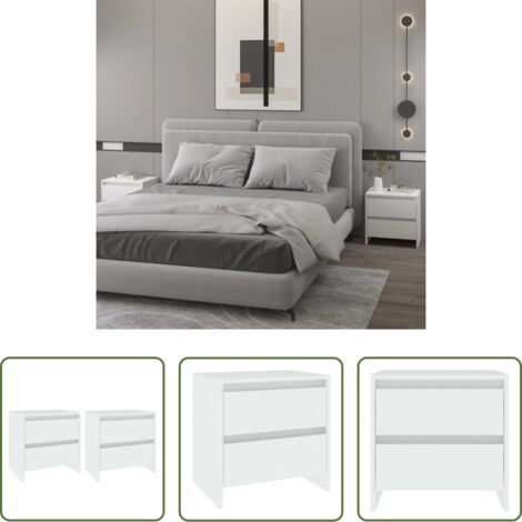 vidaXL Comodino in legno multistrato -  Comodino Bianco 45x34,5x44,5 cm in Legno Ingegnerizzato