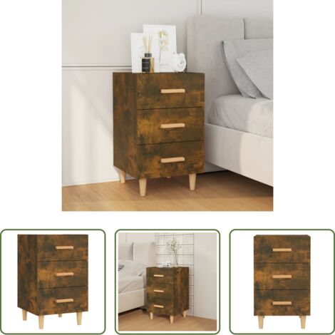 vidaXL Comodino in legno multistrato -  Comodino Rovere Fumo 40x40x66 cm in Legno Multistrato