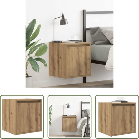 vidaXL Comodino in legno tecnico -  Comodino a Muro Rovere Artigianale 38x34x40 cm