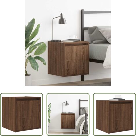 vidaXL Comodino in legno tecnico -  Comodino a Muro Rovere Marrone 38x34x40 cm