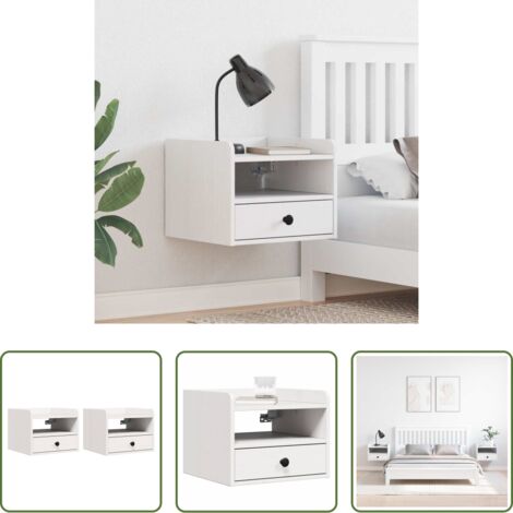 vidaXL Comodino in pino -  Comodino 2 pcs Bianco 38 x 36 x 29,5 cm Legno di pino massello