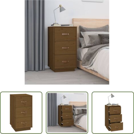 vidaXL Comodino in pino -   Comodino Ambrato 40x40x75 cm in Legno Massello di Pino