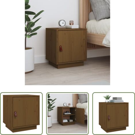 vidaXL Comodino in pino -  Comodino Marrone Ambrato 40x34x45 cm in Legno Massello di Pino