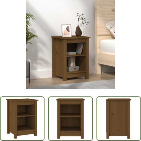 vidaXL Comodino in pino -  Comodino Marrone Ambrato 40x35x55 cm in Legno Massello di Pino