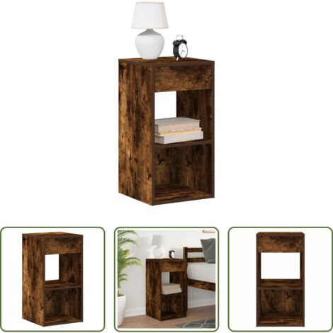 vidaXL Comodino in truciolato -  Comodino con Cassetto Rovere Fumo 35x34x66,5 cm