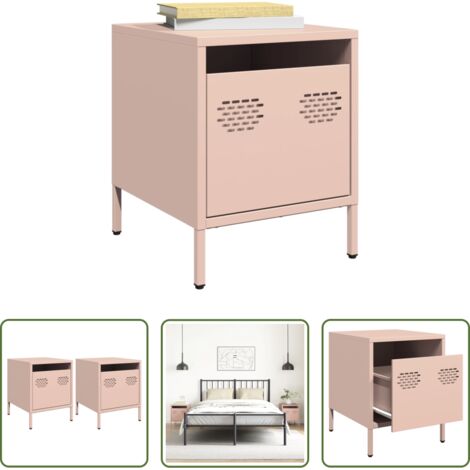 vidaXL Comodino industriale -  Comodini 2 pz Rosa 35x39x43,5 cm in Acciaio