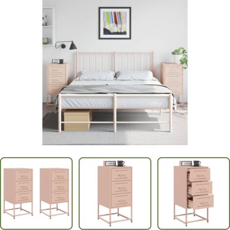 vidaXL Comodino industriale -  Comodini 2 pz Rosa 36x39x78 cm in Acciaio