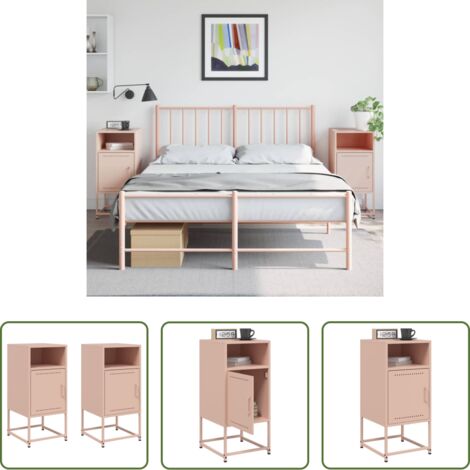 vidaXL Comodino industriale -  Comodini 2 pz Rosa 36x39x78 cm in Acciaio