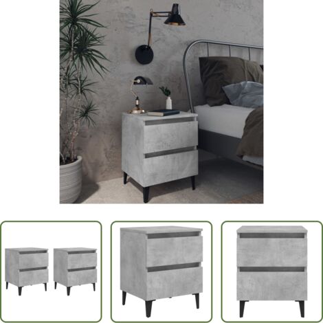 vidaXL Comodino industriale -  Comodini 2pz Grigio Cemento 40x35x50 cm in Legno Multistrato