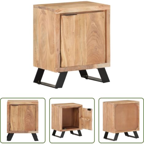 vidaXL Comodino industriale -  Comodino 40x30x50 cm in Legno Massello di Acacia con Bordi Vivi