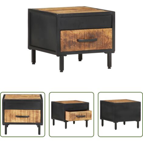 vidaXL Comodino industriale -  Comodino 40x40x35 cm in Legno di Mango Grezzo