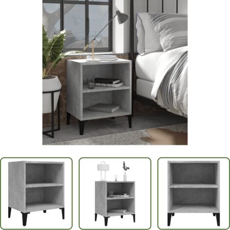 vidaXL Comodino industriale -  Comodino con Gambe in Metallo Grigio Cemento 40x30x50 cm