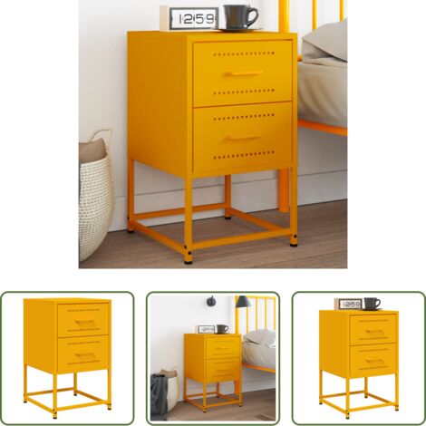 vidaXL Comodino industriale -  Comodino Giallo Senape 36x39x60,5 cm in Acciaio