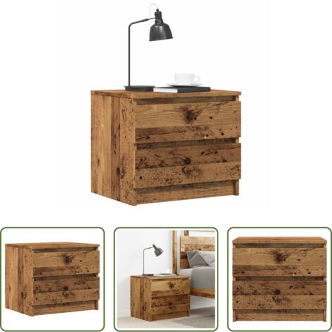 vidaXL Comodino industriale -  Comodino Legno Antico 50x40x43.5 cm in Legno Multistrato