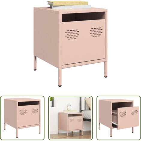 vidaXL Comodino industriale -  Comodino Rosa 35x39x43,5 cm in Acciaio