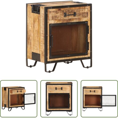 vidaXL Comodino mango -  Comodino 43x30x51 in Legno Massello di Mango Grezzo