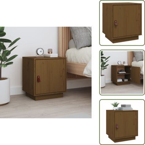 - vidaXL Comodino Marrone Ambrato 40x34x45 cm in Legno Massello di Pino -