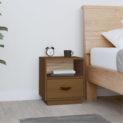vidaXL Comodino Marrone Ambrato 40x34x45 cm in Legno Massello di Pino
