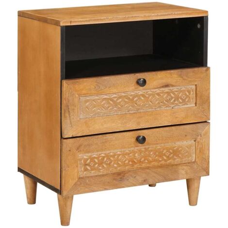vidaXL Comodino Marrone chiaro 50 x 33 x 60 cm legno massello di mango