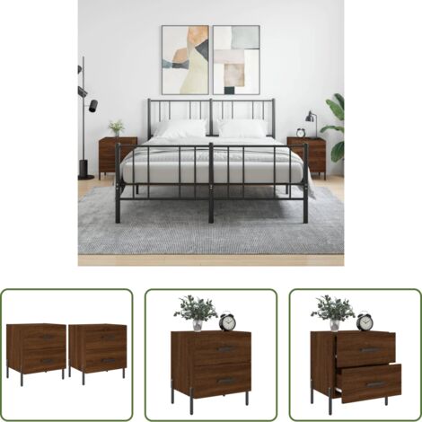 vidaXL Comodino marrone -  Comodini 2 pz Rovere Marrone 40x35x47,5 cm in Legno Multistrato