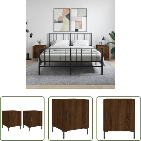 vidaXL Comodino marrone -  Comodini 2 pz Rovere Marrone 40x40x50 cm in Legno Multistrato