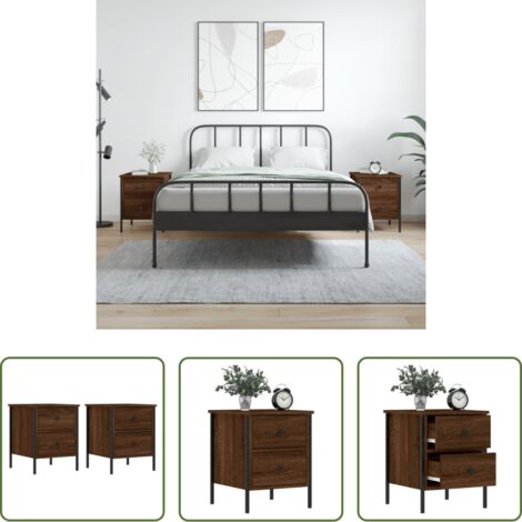 vidaXL Comodino marrone -  Comodini 2 pz Rovere Marrone 40x42x50 cm in Legno Multistrato