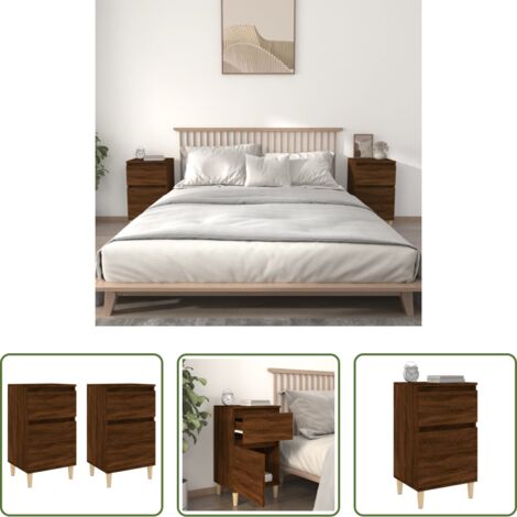 vidaXL Comodino marrone -  Comodini 2pz Rovere Marrone 40x35x70 cm