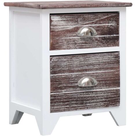 vidaXL Comodino Marrone e Bianco 38x28x45 cm in Legno di Paulownia