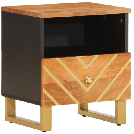 vidaXL Comodino Marrone e Nero in Legno Massello di Mango