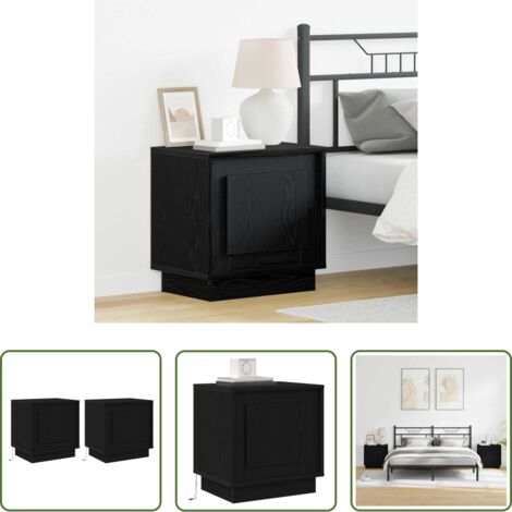 vidaXL Comodino moderno -  Armadio da Notte 2 pcs Nero 44 x 34,5 x 45 cm Legno multistrato