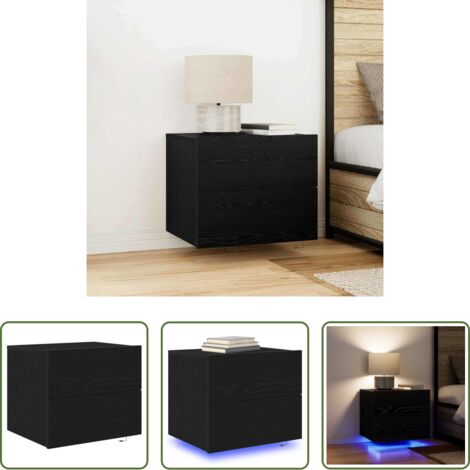 vidaXL Comodino moderno -  Armadio da Notte Rovere Nero 50 x 39 x 41 cm Legno multistrato