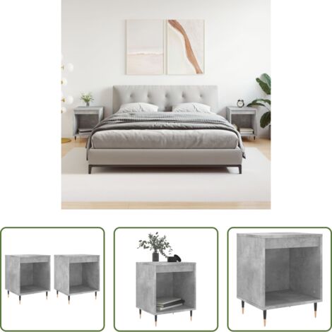 vidaXL Comodino moderno -  Comodini 2pz Grigio Cemento 40x35x50 cm in Legno Multistrato
