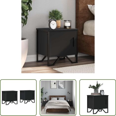 vidaXL Comodino moderno -  Comodini Neri 2 pz 40x30x40 cm in Legno Multistrato