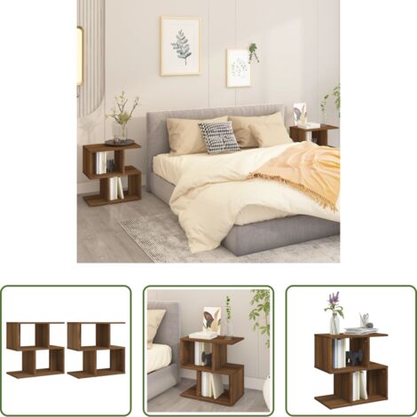 vidaXL Comodino moderno -  Comodini Rovere Marrone 2 pz 50x30x51,5 cm in Legno Multistrato