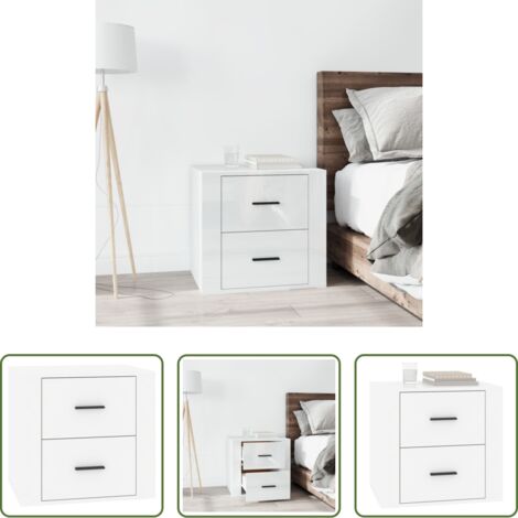 vidaXL Comodino moderno -  Comodino Bianco Lucido 50x39x47 cm