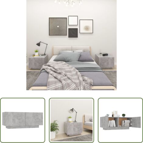 vidaXL Comodino moderno -  Comodino Grigio Cemento 100x35x40 cm in Legno Multistrato
