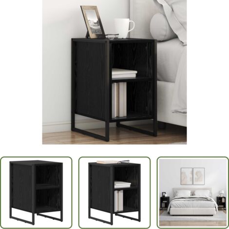 vidaXL Comodino moderno -  Comodino Rovere Nero 39.5 x 30 x 50 cm Legno multistrato