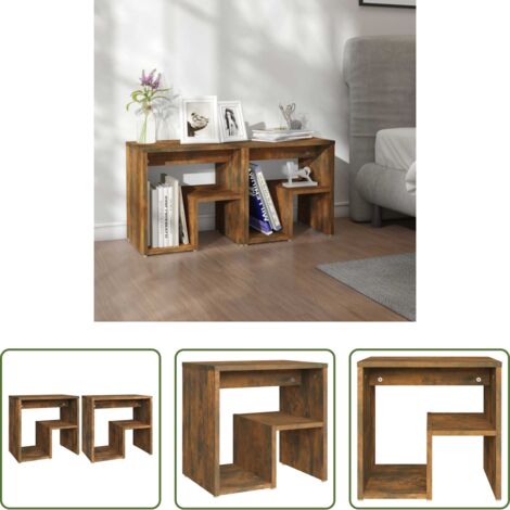 vidaXL Comodino multistrato -  Comodini Rovere Fumo 2 pz 40x30x40 cm in Legno Multistrato