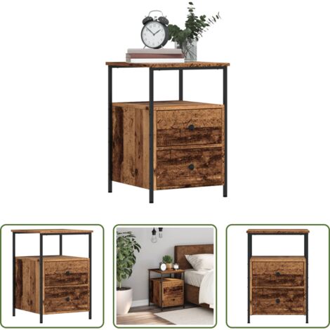 vidaXL Comodino multistrato -  Comodino Legno Antico 34x35,5x50 cm in Legno Multistrato