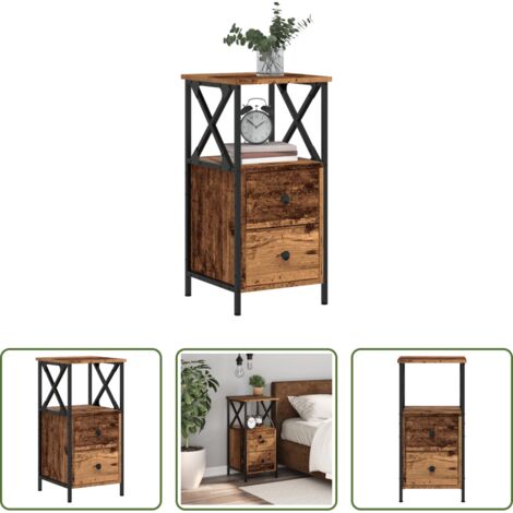 vidaXL Comodino multistrato - Comodino Legno Antico 34x35,5x70 cm in Legno Multistrato