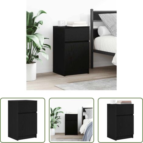 vidaXL Comodino multistrato -  Comodino Nero 39x35x65 cm in Legno Multistrato