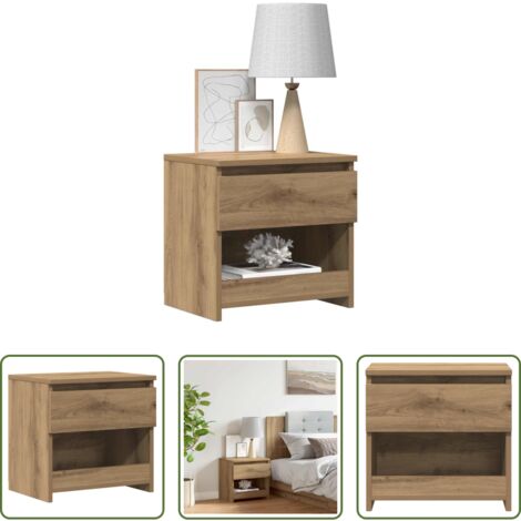 vidaXL Comodino multistrato -  Comodino Rovere Artigianale 40x30x39 cm in Legno Multistrato