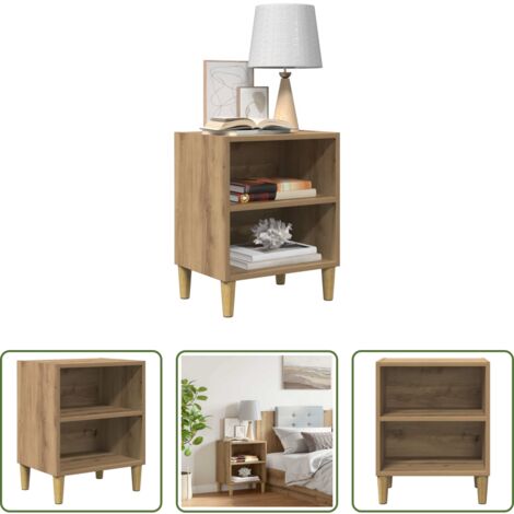 vidaXL Comodino multistrato -  Comodino Rovere Artigianale 40x30x50 cm in Legno Multistrato