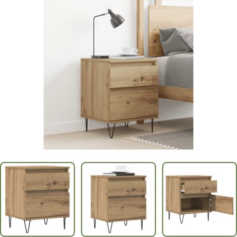 vidaXL Comodino multistrato -  Comodino Rovere Artigianale 40x35x50 cm in Legno Multistrato